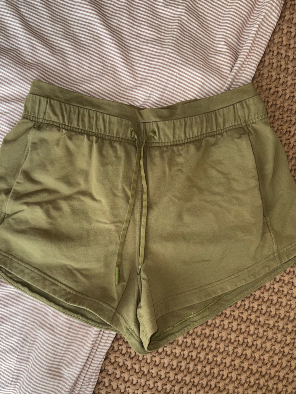 Lululemon Olive Green Drawstring Shorts